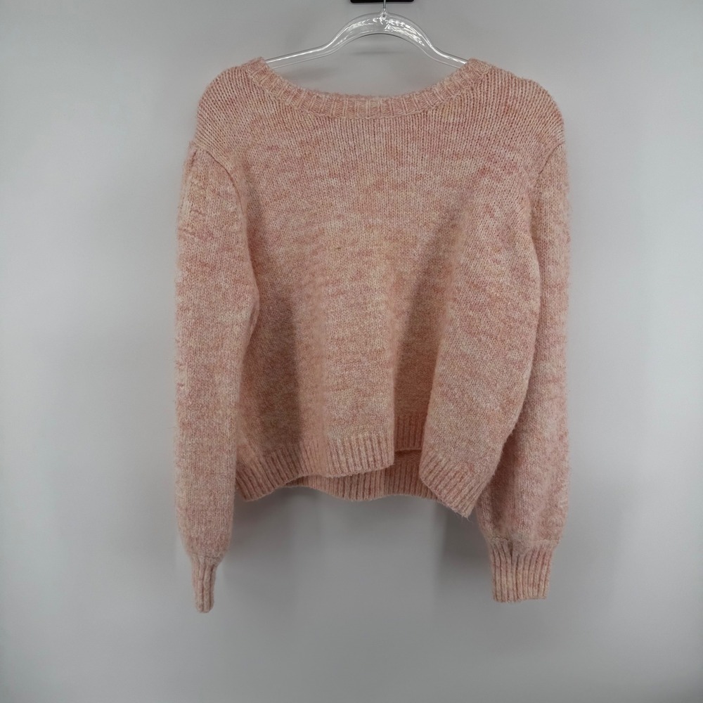 Merci Pink‎ Marled Knit Cable Sleeve Sweater Women's Medium Relaxed Fit